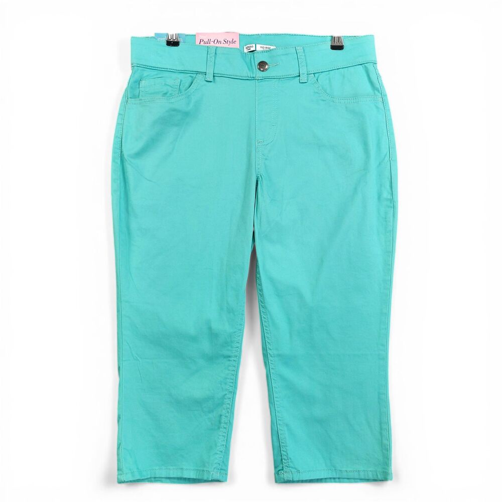Riders by Lee Women’s Pull On Capri Pants Sz 12M Mid Rise Aqua Stretch Comfort